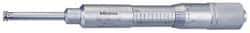 Mitutoyo - 2.05 to 3.05 Inch Inside Measurement, 2 to 3 Inch Outside Measurement, Mechanical Groove Micrometer - 0.001 Inch Graduation, 0.0004 Inch Accuracy, 0.5 Inch Measuring Disc Diameter - Eagle Tool & Supply