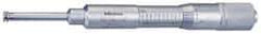 Mitutoyo - 2.05 to 3.05 Inch Inside Measurement, 2 to 3 Inch Outside Measurement, Mechanical Groove Micrometer - 0.001 Inch Graduation, 0.0004 Inch Accuracy, 0.5 Inch Measuring Disc Diameter - Eagle Tool & Supply