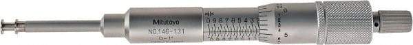 Mitutoyo - 0.06 to 1.05 Inch Inside Measurement, 0 to 1 Inch Outside Measurement, Mechanical Groove Micrometer - 0.001 Inch Graduation, 0.0004 Inch Accuracy, 0.25 Inch Measuring Disc Diameter - Eagle Tool & Supply