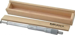 Mitutoyo - 1.05 to 2.05 Inch Inside Measurement, 1 to 2 Inch Outside Measurement, Mechanical Groove Micrometer - 0.001 Inch Graduation, 0.0004 Inch Accuracy, 0.5 Inch Measuring Disc Diameter - Eagle Tool & Supply