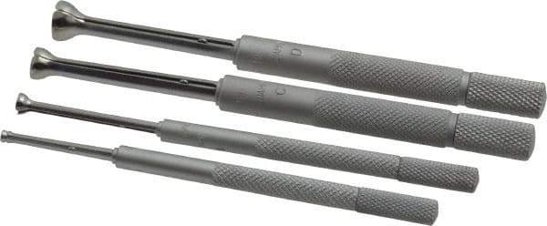 Mitutoyo - 1/8 to 1/2 Inch Measurement, Small Hole Gage Set - 90, 97.6, 102.8 and 108mm Long, Half Ball, Includes Pouch - Eagle Tool & Supply