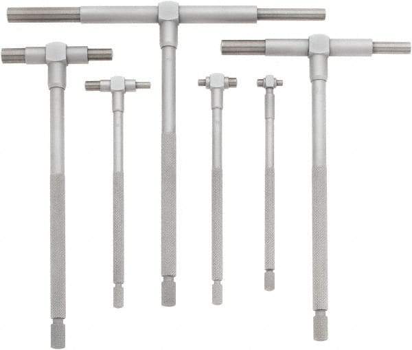 Mitutoyo - 6 Piece, 5/16 to 6 Inch, Satin Chrome Finish, Telescoping Gage Set - Includes Fitted Pouch - Eagle Tool & Supply