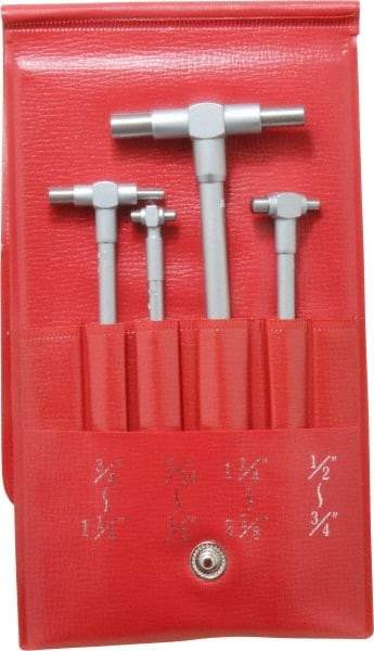 Mitutoyo - 4 Piece, 5/16 to 2-1/8 Inch, Telescoping Gage Set - Includes Fitted Pouch - Eagle Tool & Supply