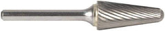 M.A. Ford - 4.8mm Cut Diam, 3mm Shank Diam, Taper Head Double Cut Burr - Carbide, Radius End, 12.7mm LOC, 38mm OAL - Eagle Tool & Supply