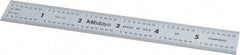 Mitutoyo - 6" Long, 1/64, 1/32, 1/16, 1/8" Graduation, Rigid Stainless Steel Rule - 4R Graduation Style, 3/4" Wide, Silver, Satin Chrome Finish - Eagle Tool & Supply