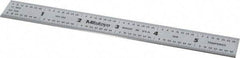 Mitutoyo - 6" Long, 1/100, 1/64, 1/50, 1/32" Graduation, Rigid Stainless Steel Rule - 16R Graduation Style, 3/4" Wide, Silver, Satin Chrome Finish - Eagle Tool & Supply