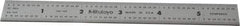 Mitutoyo - 6" Long, 1/64, 1/32" and 0.5, 1mm Graduation, Rigid Stainless Steel Rule - English/Metric Graduation Style, 3/4" Wide, Silver, Satin Chrome Finish - Eagle Tool & Supply