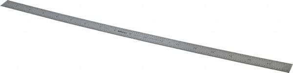 Mitutoyo - 18" Long, 1/64, 1/32, 1/16, 1/8" Graduation, Flexible Stainless Steel Rule - 4R Graduation Style, 3/4" Wide, Silver, Satin Chrome Finish - Eagle Tool & Supply