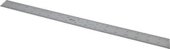 Mitutoyo - 18" Long, 1/100, 1/64, 1/50, 1/32" Graduation, Rigid Stainless Steel Rule - 16R Graduation Style, 1-3/16" Wide, Silver, Satin Chrome Finish - Eagle Tool & Supply
