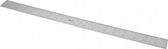 Mitutoyo - 18" Long, 1/100, 1/64, 1/32, 1/10" Graduation, Rigid Stainless Steel Rule - 5R Graduation Style, 1-3/16" Wide, Silver, Satin Chrome Finish - Eagle Tool & Supply