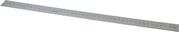 Mitutoyo - 450mm Long, 1/64, 1/32" and 0.5, 1mm Graduation, Rigid Stainless Steel Rule - Metric Graduation Style, 1-3/16" Wide, Silver, Satin Chrome Finish - Eagle Tool & Supply