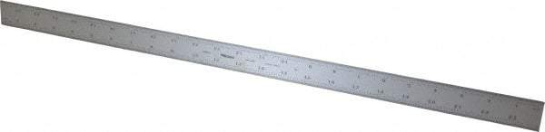 Mitutoyo - 24" Long, 1/100, 1/64, 1/50, 1/32" Graduation, Rigid Stainless Steel Rule - 16R Graduation Style, 1-3/16" Wide, Silver, Satin Chrome Finish - Eagle Tool & Supply