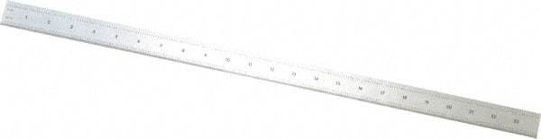 Mitutoyo - 24" Long, 1/100, 1/64, 1/32, 1/10" Graduation, Rigid Stainless Steel Rule - 5R Graduation Style, 1-3/16" Wide, Silver, Satin Chrome Finish - Eagle Tool & Supply