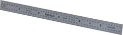 Mitutoyo - 6" Long, 1/64, 1/32, 1/16, 1/8" Graduation, Flexible Stainless Steel Rule - 4R Graduation Style, 1/2" Wide, Silver, Satin Chrome Finish - Eagle Tool & Supply