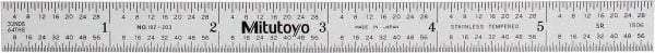 Mitutoyo - 6" Long, 1/100, 1/64, 1/32, 1/10" Graduation, Flexible Stainless Steel Rule - 5R Graduation Style, 1/2" Wide, Silver, Satin Chrome Finish - Eagle Tool & Supply
