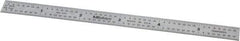 Mitutoyo - 6" Long, 1/64, 1/32" and 0.5, 1mm Graduation, Flexible Stainless Steel Rule - English/Metric Graduation Style, 1/2" Wide, Silver, Satin Chrome Finish - Eagle Tool & Supply