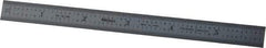 Mitutoyo - 6" Long, 1/100, 1/50" and 0.5, 1mm Graduation, Flexible Stainless Steel Rule - Decimal/Metric Graduation Style, 1/2" Wide, Silver, Satin Chrome Finish - Eagle Tool & Supply