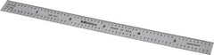Mitutoyo - 6" Long, 1/100, 1/10" and 0.5, 1mm Graduation, Flexible Stainless Steel Rule - Decimal/Metric Graduation Style, 1/2" Wide, Silver, Satin Chrome Finish - Eagle Tool & Supply
