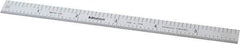 Mitutoyo - 6" Long, 1/50, 1/10" and 0.5, 1mm Graduation, Flexible Stainless Steel Rule - Decimal/Metric Graduation Style, 1/2" Wide, Silver, Satin Chrome Finish - Eagle Tool & Supply