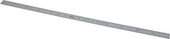 Mitutoyo - 12" Long, 1/100, 1/50" and 0.5, 1mm Graduation, Flexible Stainless Steel Rule - Decimal/Metric Graduation Style, 1/2" Wide, Silver, Satin Chrome Finish - Eagle Tool & Supply