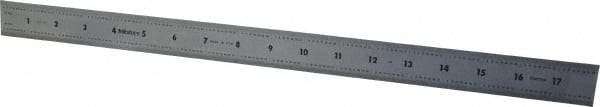 Mitutoyo - 18" Long, 1/64, 1/32, 1/16, 1/8" Graduation, Rigid Stainless Steel Rule - 4R Graduation Style, 1-3/16" Wide, Silver, Satin Chrome Finish - Eagle Tool & Supply