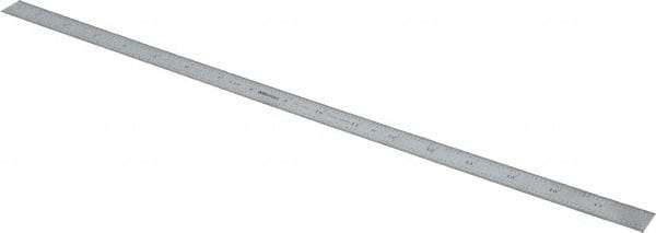 Mitutoyo - 18" Long, 1/100, 1/64, 1/50, 1/32" Graduation, Flexible Stainless Steel Rule - 16R Graduation Style, 3/4" Wide, Silver, Satin Chrome Finish - Eagle Tool & Supply