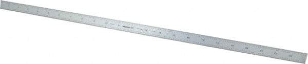Mitutoyo - 24" Long, 1/64, 1/32, 1/16, 1/8" Graduation, Flexible Stainless Steel Rule - 4R Graduation Style, 3/4" Wide, Silver, Satin Chrome Finish - Eagle Tool & Supply