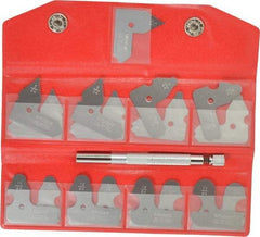 Mitutoyo - 17 Piece, 1/64 to 17/64 Inch Radius, Radius Gage Set - Satin Chrome Coated - Eagle Tool & Supply