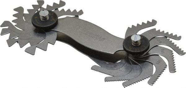 Mitutoyo - 18 Leaf, 0.4 to 7mm Pitch Range, Screw Pitch Gage - 60° Thread Angle - Eagle Tool & Supply