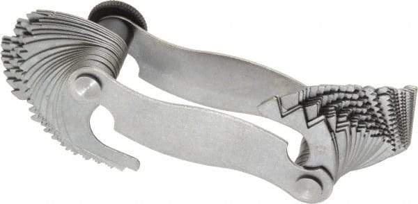 Mitutoyo - 51 Leaf, 0.4 to 7mm Pitch Range, 4 to 42 TPI Range, Screw Pitch Gage - 60° Thread Angle - Eagle Tool & Supply