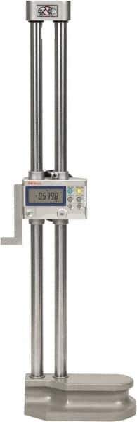 Mitutoyo - 18" Electronic Height Gage - 0.0005, 0.0002" (Switchable) Resolution, Accurate to 0.002", LCD Display, SPC Data Output - Eagle Tool & Supply