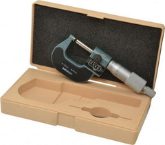 Mitutoyo - 0 to 25mm Range, 0.01mm Graduation, Mechanical Outside Micrometer - Ratchet Stop Thimble, Accurate to 2µm, Digital Counter - Eagle Tool & Supply