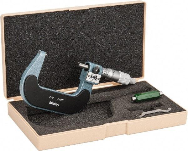 Mitutoyo - 2 to 3" Range, 0.0001" Graduation, Mechanical Outside Micrometer - Ratchet Stop Thimble, Accurate to 0.0001", Digital Counter - Eagle Tool & Supply