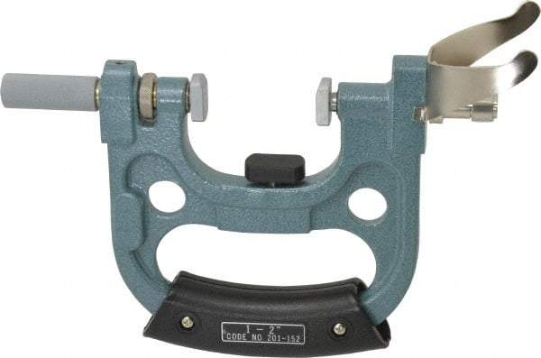 Mitutoyo - 1 to 2 Inch, Snap Gage - 0.0001 Inch Graduation, 15 N Measuring Force, Carbide Anvil, Dial Display - Eagle Tool & Supply