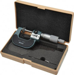 Mitutoyo - 0 to 1 Inch, 0.001 Inch Graduation, Ratchet Stop Thimble, Mechanical Disc Micrometer - 0.0002 Inch Accuracy, 20mm Disc, 6.35mm Spindle - Eagle Tool & Supply