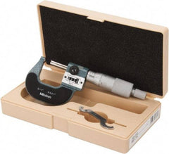 Mitutoyo - 1 Inch Max Measurement, 0.0001 Inch Graduation, Spherical Face Micrometer - Accuracy Up to 0.0002 Inch, Baked Enamel Coated, Steel Measuring Face Material, Mechanical Operation, Ratchet Stop Thimble, Ball - Eagle Tool & Supply