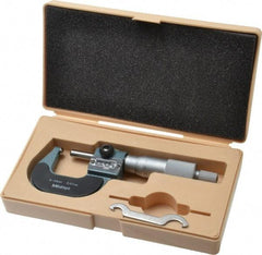 Mitutoyo - 25mm Max Measurement, 0.01mm Graduation, Spherical Face Micrometer - Accuracy Up to 3 micro m, Baked Enamel Coated, Steel Measuring Face Material, Mechanical Operation, Ratchet Stop Thimble, Ball - Eagle Tool & Supply