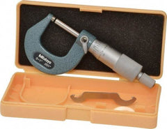 Mitutoyo - 0 to 1" Range, 0.001" Graduation, Mechanical Outside Micrometer - Ratchet Stop Thimble, Accurate to 0.0001" - Eagle Tool & Supply