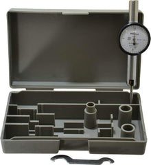 Mitutoyo - 0.02 Inch Range, 0.0005 Inch Dial Graduation, Horizontal Dial Test Indicator - 1.27 Inch White Dial, 0-10-0 Dial Reading, Accurate to 0.0005 Inch - Eagle Tool & Supply