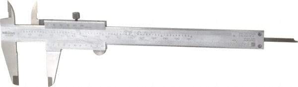 Mitutoyo - 0 to 6" Stainless Steel Vernier Caliper - 0.02mm Graduation, 40mm Jaw Depth, 0.03mm Accuracy - Eagle Tool & Supply