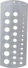 Mitutoyo - 1/16 Inch to 1/2 Inch Hole Size Drill Gage - 6-3/8 Inch Long, 2-1/2 Inch Wide, 29 Holes - Eagle Tool & Supply