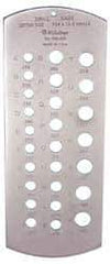 Mitutoyo - A Letter to Z Letter Hole Size Drill Gage - 6-3/8 Inch Long, 2-1/2 Inch Wide, 26 Holes - Eagle Tool & Supply