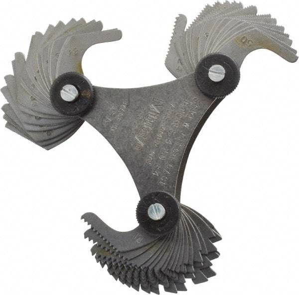 Mitutoyo - 51 Leaf, 4 to 84 TPI Range, Screw Pitch Gage - 60° Thread Angle - Eagle Tool & Supply