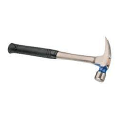 Vaughan Bushnell - 1-1/4 Lb Head, Straight Claw Hammer - 16" OAL, Steel Head, 1-1/2" Face Diam, Steel Handle with Grip - Eagle Tool & Supply