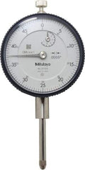 Mitutoyo - 1" Range, 0-50 Dial Reading, 0.0005" Graduation Dial Drop Indicator - 2-3/16" Dial, 0.05" Range per Revolution, 0.002" Accuracy, Revolution Counter - Eagle Tool & Supply