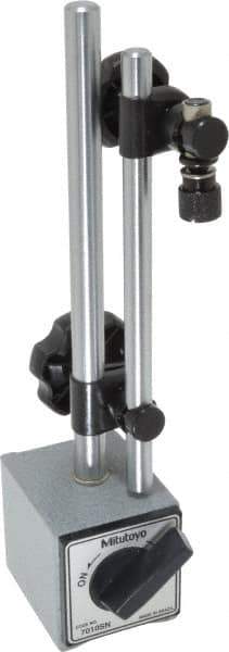 Mitutoyo - 130 Lb Magnetic Force, Indicator Positioner & Holder with Base - Post & Adjustable Rod, Rectangular Base, 55mm Base Height, 58mm Base Length, 50mm Base Width - Eagle Tool & Supply