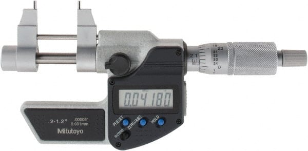 Mitutoyo - 0.2 to 1.2" Range, 0.00005" Resolution, Electronic Inside & Tubular Micrometer - Eagle Tool & Supply