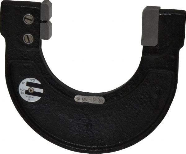YPG - 2-1/2 to 2-3/4 Inch, Cast Iron 6x Frame Snap Gage - 0.001 Inch Graduation, Hardened Tool Steel Anvil - Eagle Tool & Supply
