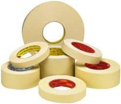 3M - 2" Wide x 60 Yd Long Tan Paper Masking Tape - Series 214, 5.8 mil Thick, 27 In/Lb Tensile Strength - Eagle Tool & Supply