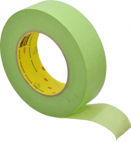 3M - 1-1/2" Wide x 60 Yd Long Green Paper Masking Tape - Series 401+/233+, 6.7 mil Thick, 25 In/Lb Tensile Strength - Eagle Tool & Supply